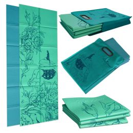 Folding Yoga Mat & Tote (Print: Wandering Elephants - Green)